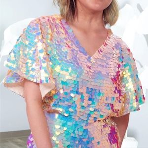 Iridescent Pink Sequin Romper size 4x